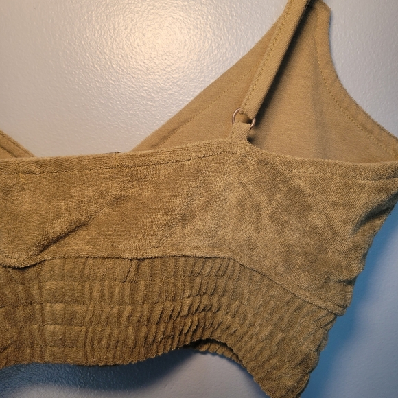 Missguided Toweling Crop Bralette Top Womens Size 6 Green Olive/Army Terry Cloth - Picture 4 of 7
